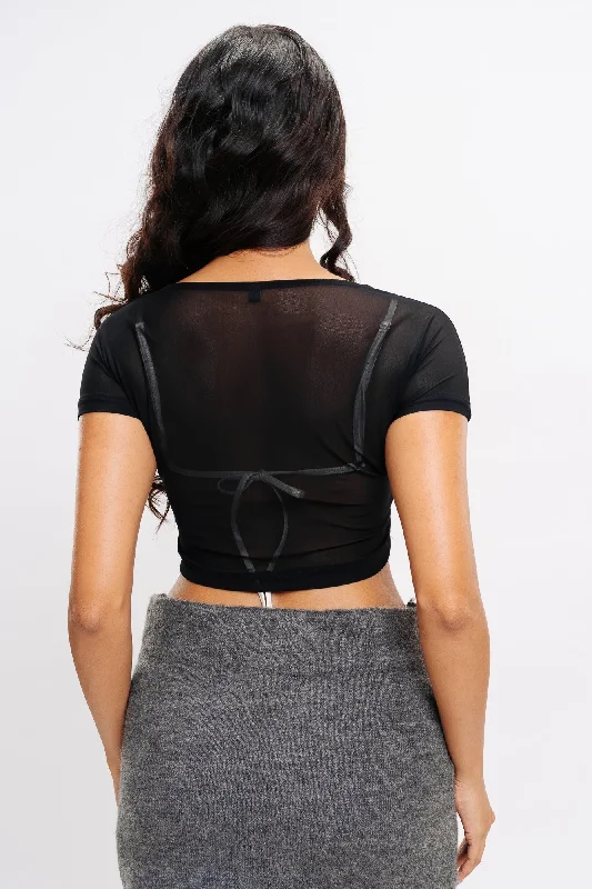 Black Mesh Crop Top