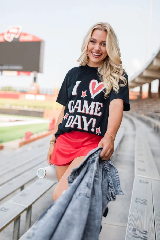 I Heart Gameday Black Oversized Graphic Tee