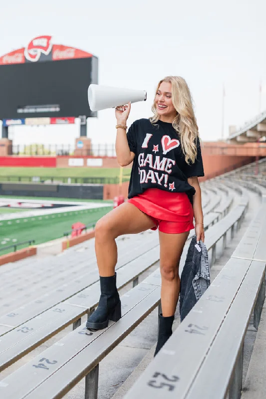 I Heart Gameday Black Oversized Graphic Tee