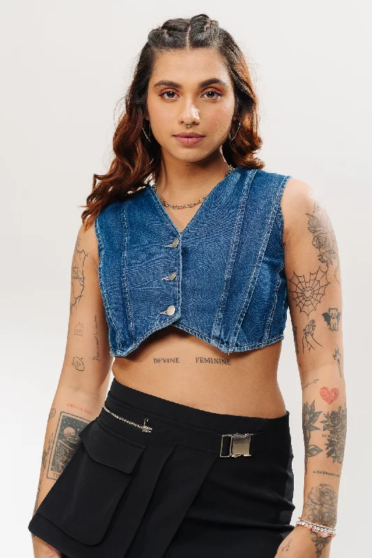 Indigo Seam Crop Vest