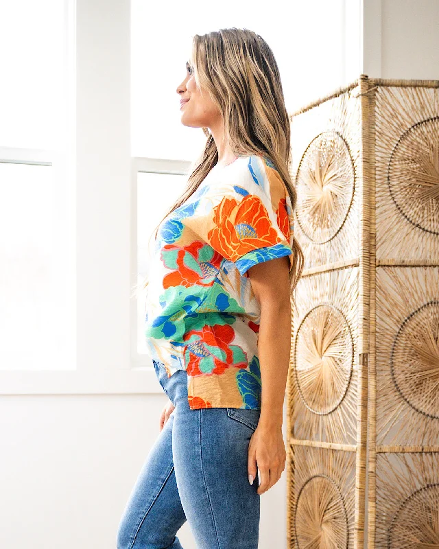 Bobbie Tropical Floral V Neck Top FINAL SALE