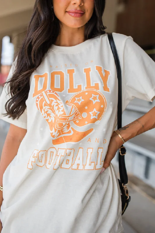 Raised On Dolly And Football Soft Cream Oversized Graphic Tee