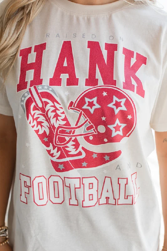 Raised On Hank And Football Soft Cream Oversized Graphic Tee