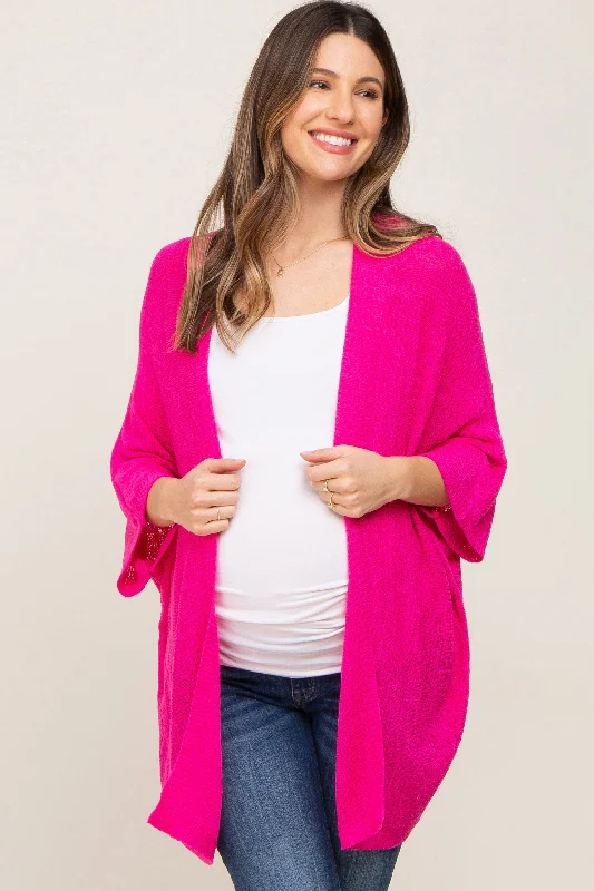 Fuchsia Dolman Short Sleeve Maternity Cardigan