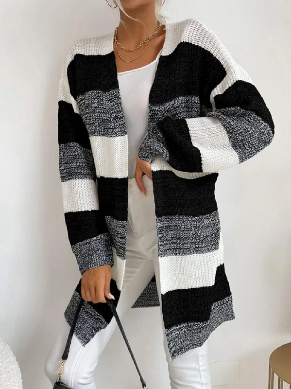 Women's Casual Striped Knitted Cardigan