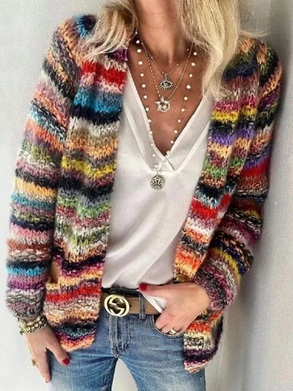 Women's Loose Casual Colorful Sweater Cardigan