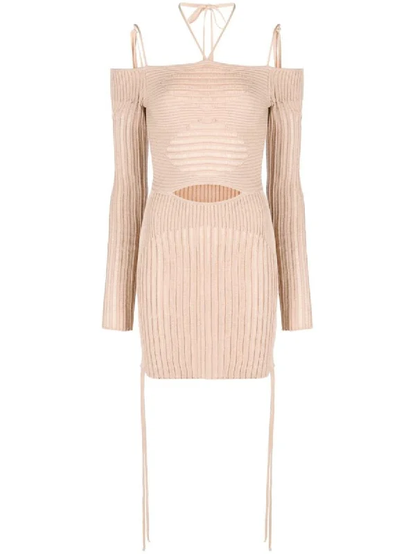 Andreādamo Knit Ribbed Mini Dress