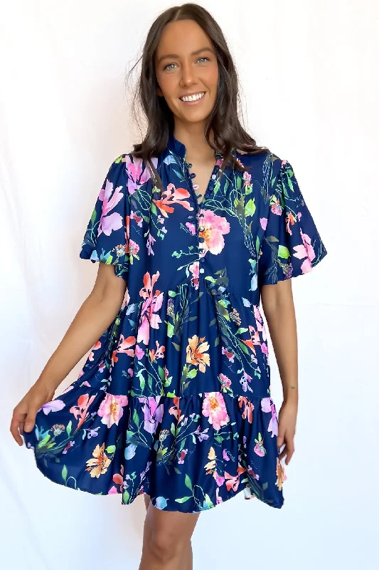 Blaise Mini Dress Navy Floral