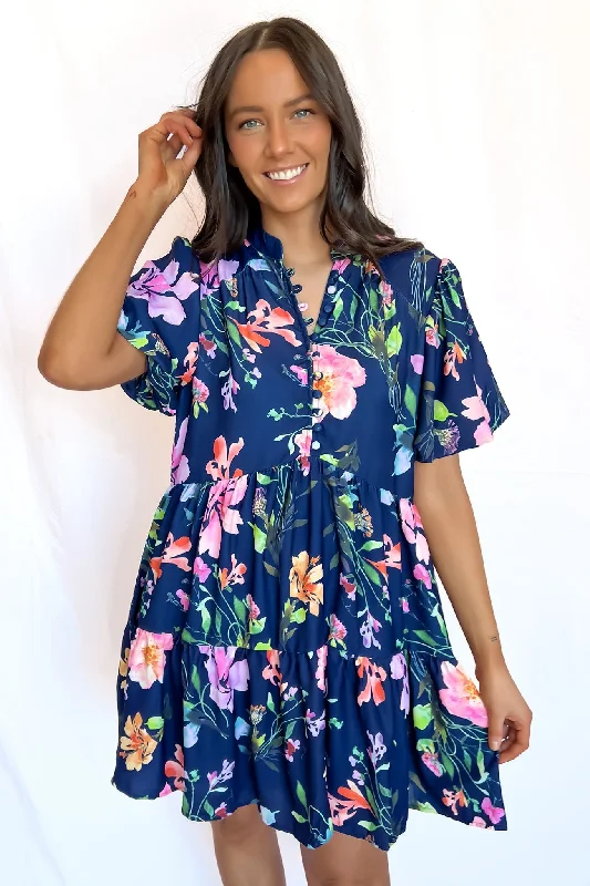 Blaise Mini Dress Navy Floral