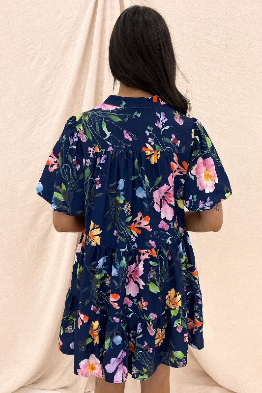 Blaise Mini Dress Navy Floral