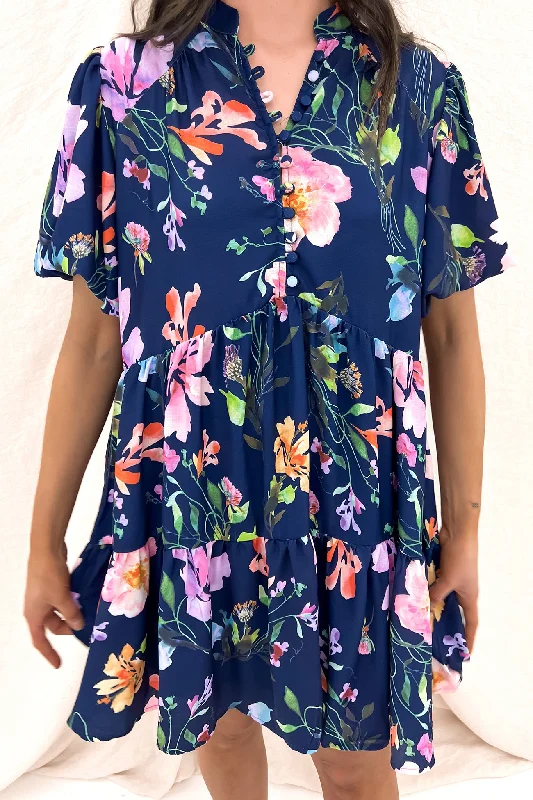 Blaise Mini Dress Navy Floral