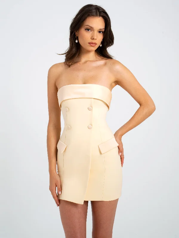 Dalilah Butter Yellow Double Breast Mini Dress