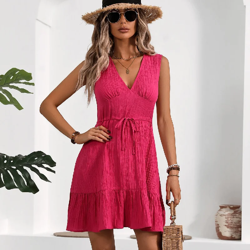 Fashion Solid Sleeveless Casual Mini Dress