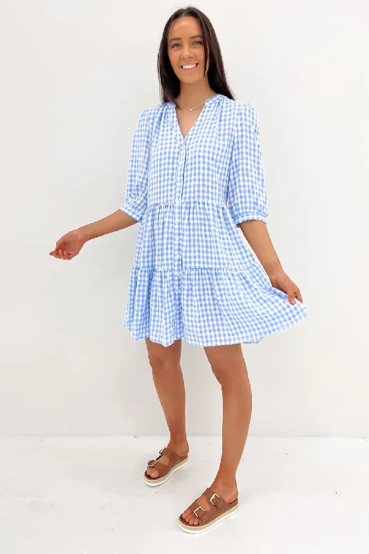 Mallory Mini Dress Blue Gingham