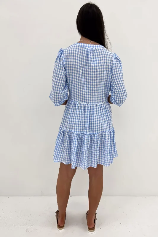 Mallory Mini Dress Blue Gingham