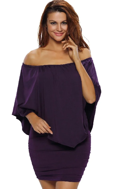 Multi-way Dressing Layered Purple Mini Dress