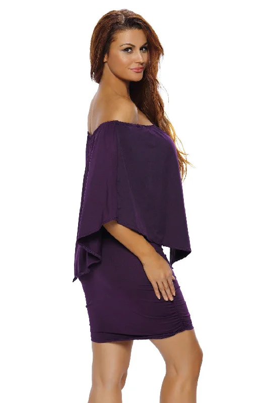 Multi-way Dressing Layered Purple Mini Dress