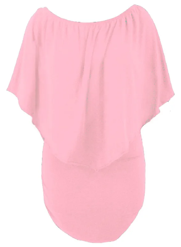 Multiple Dressing Flounced Pink Mini Dress