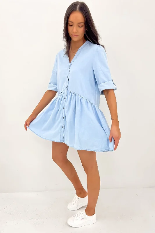 Niomie Denim Mini Dress Light Blue