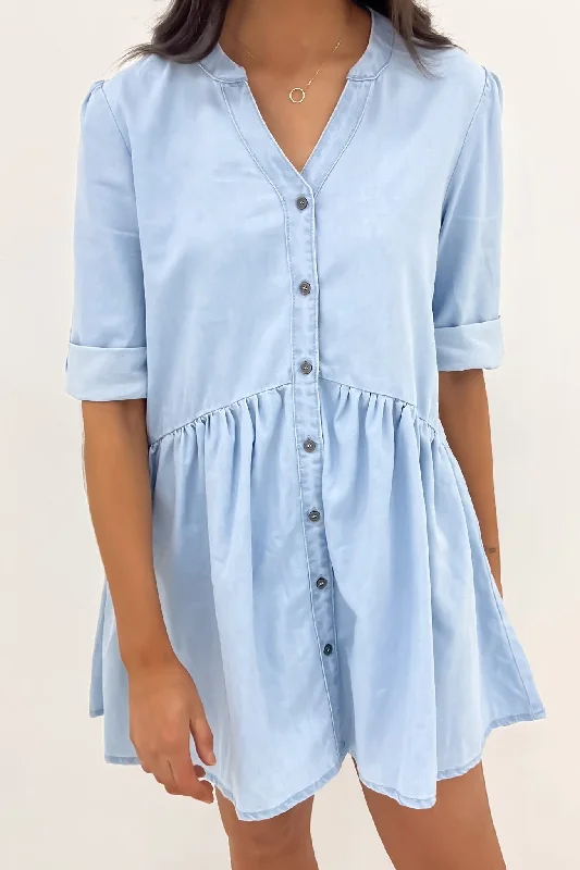 Niomie Denim Mini Dress Light Blue