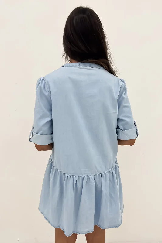 Niomie Denim Mini Dress Light Blue