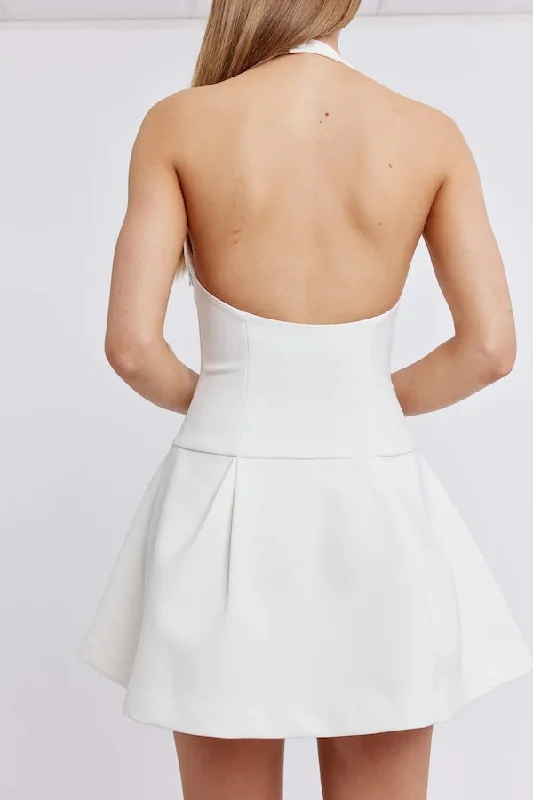 The Ultimate Muse Dropped Hem Mini Dress White