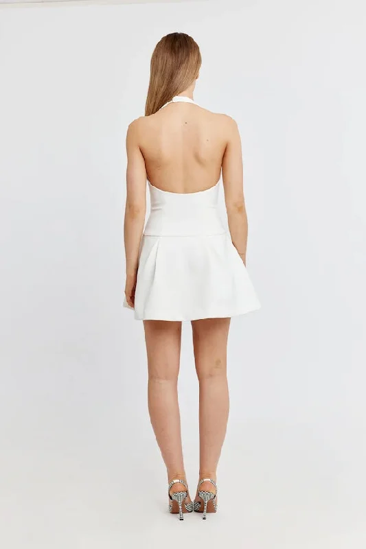 The Ultimate Muse Dropped Hem Mini Dress White