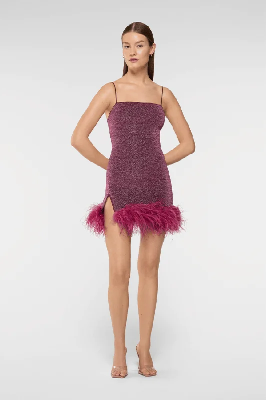 Lumiere Plumage Mini Dress Aubergine