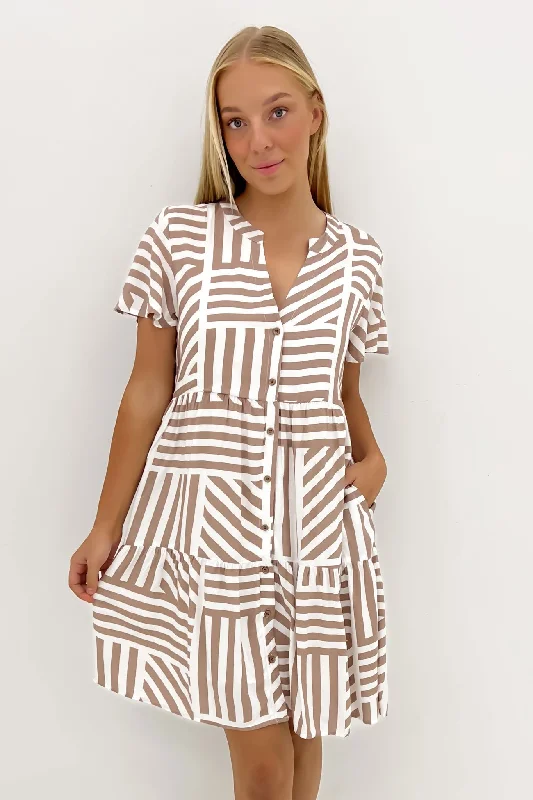 Sara Mini Dress Ziggy Taupe