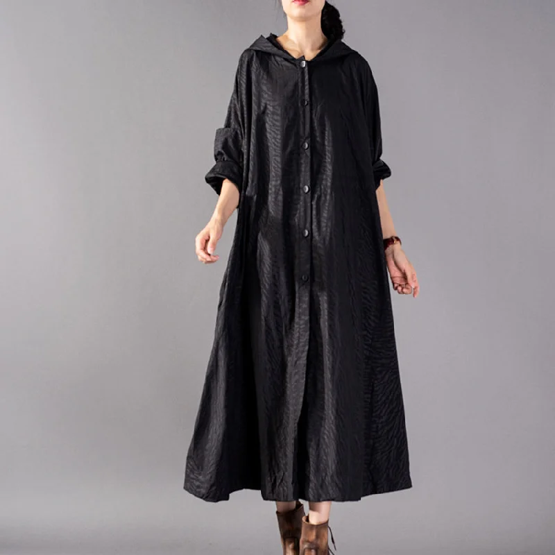 Luxury black Coats oversize hooded fashion trench coat Fine baggy Winter coat