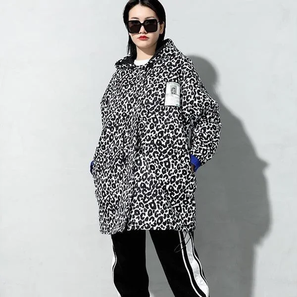 New Leopard Irregular Casual Style 2020 Minority Elegant Loose Pocket Trench Coat