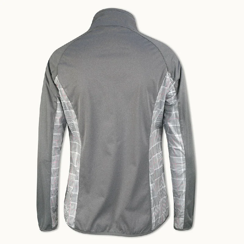 Glenmuir Ladies Lightweight Showerproof Performance Golf Jacket in Light Grey Marl/White/Candy Check