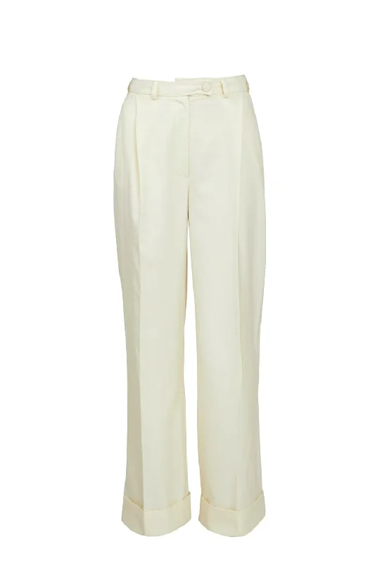 HIGH-RISE WIDE-LEG COTTON-BLEND PANTS