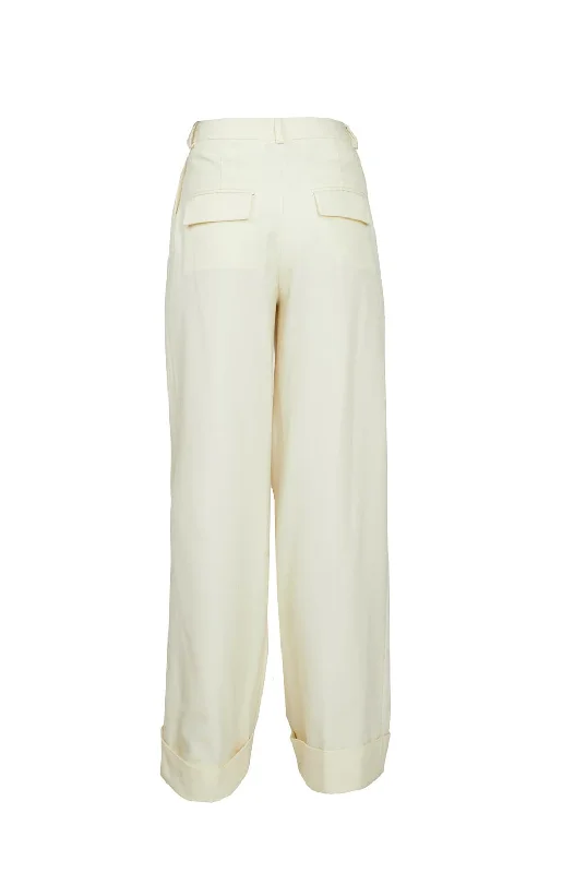 HIGH-RISE WIDE-LEG COTTON-BLEND PANTS