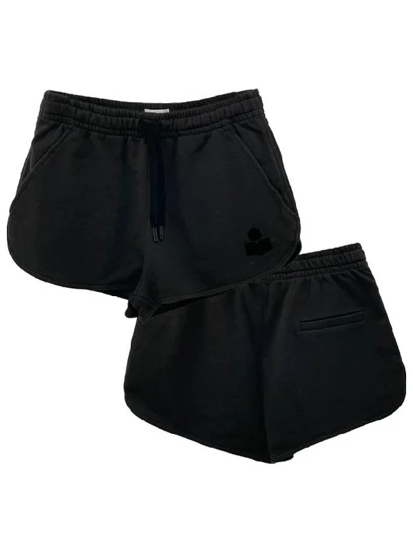 Mifa Logo Print Cotton Shorts Black