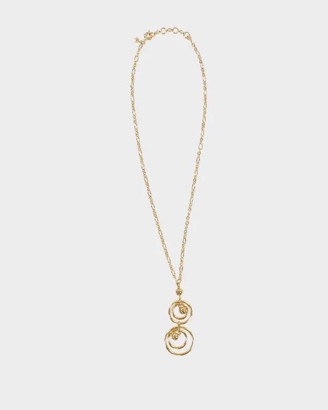 J Crew Gold Plated Circular Pendant Necklace - O/S