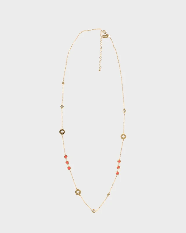 Kate Spade Gold And Pink Spade Necklace - O/S