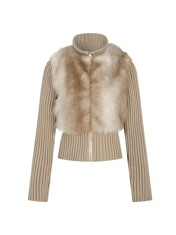 Layered Knitted Fur Jacket