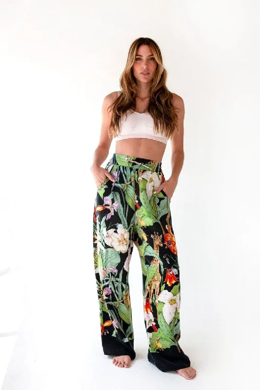 MONROE PRINTED VEGAN SILK PANTS