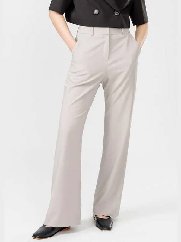 CICA summer office look set-up hem back cut secret banding semi bootcut slacks pants silver CICA05SV