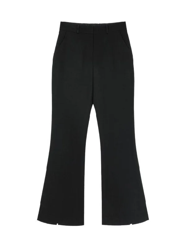 CICA Wool Back Slit Secret Banding Bootcut Slacks Pants Black CICA06BK