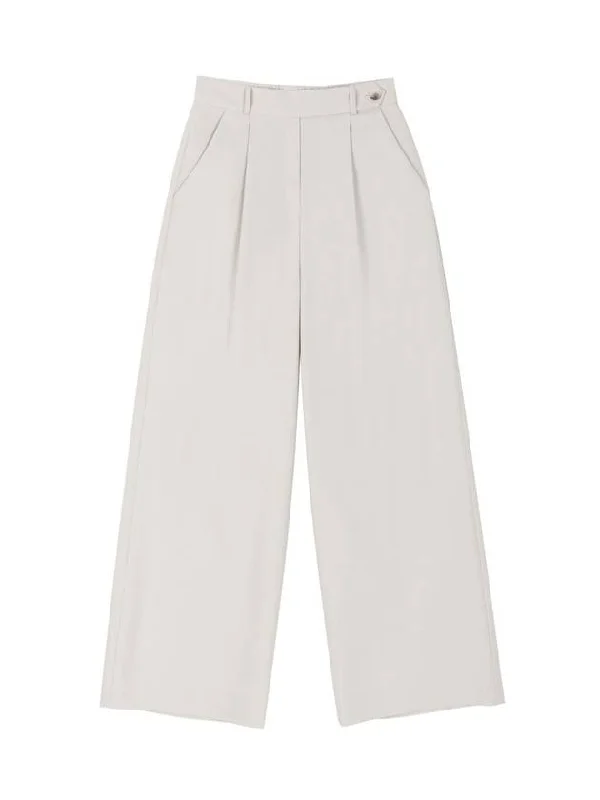 Denzel summer office look set-up belted point high waist wide pants stone DENZEL09SN