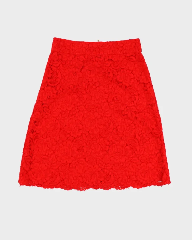 Red Lace Kate Spade Midi Skirt - XS