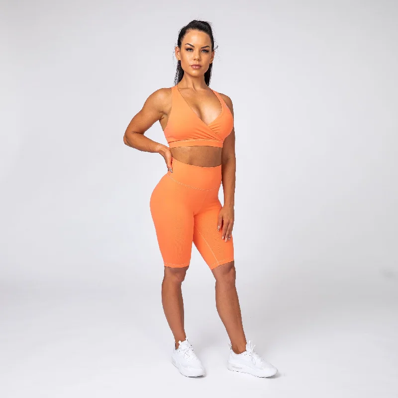 Signature Referee Length High Waist Scrunch - Orange Sherbet