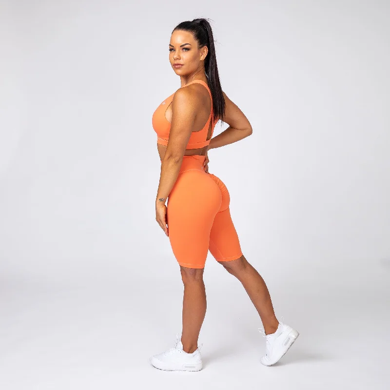 Signature Referee Length High Waist Scrunch - Orange Sherbet