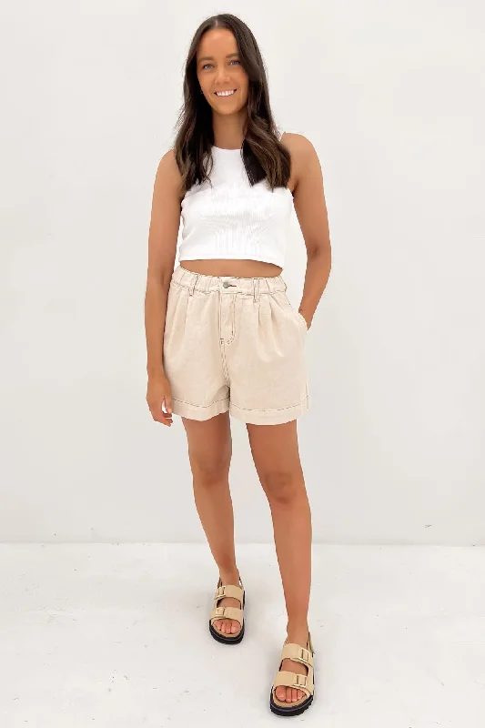 Serina Denim Short Beige