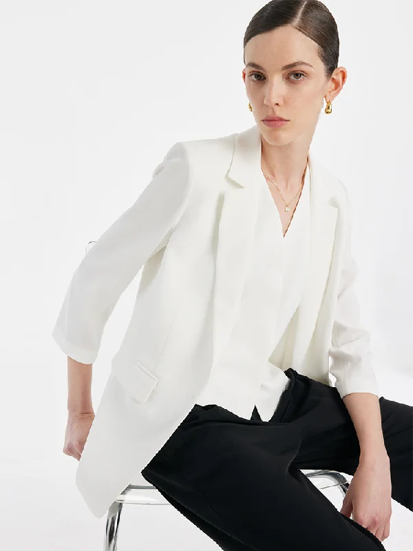 Triacetate One Button 3/4 Sleeves Women Blazer