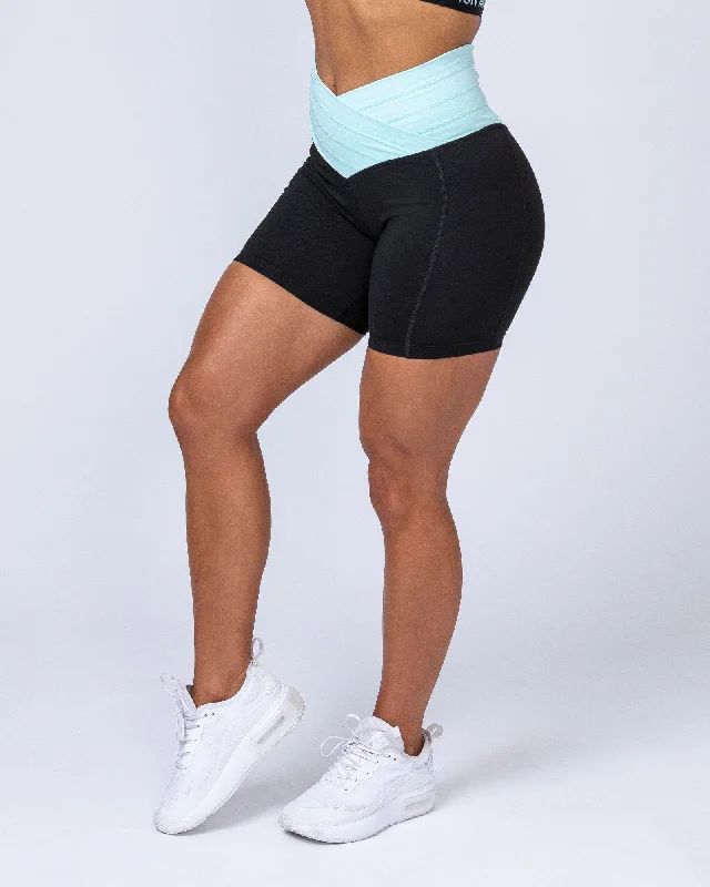 V Wrap High Waist Bike Shorts - Sky Blue