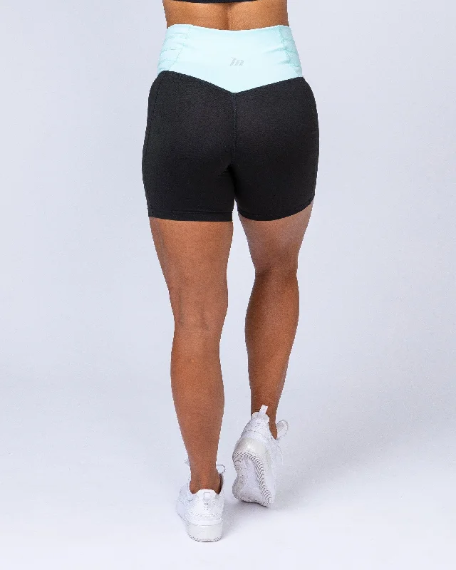 V Wrap High Waist Bike Shorts - Sky Blue