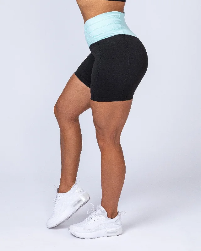 V Wrap High Waist Bike Shorts - Sky Blue